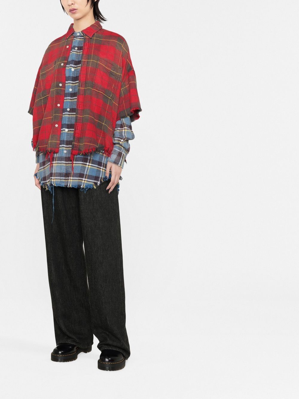 Shop R13 Plaid-check Layered Shirt In Rot