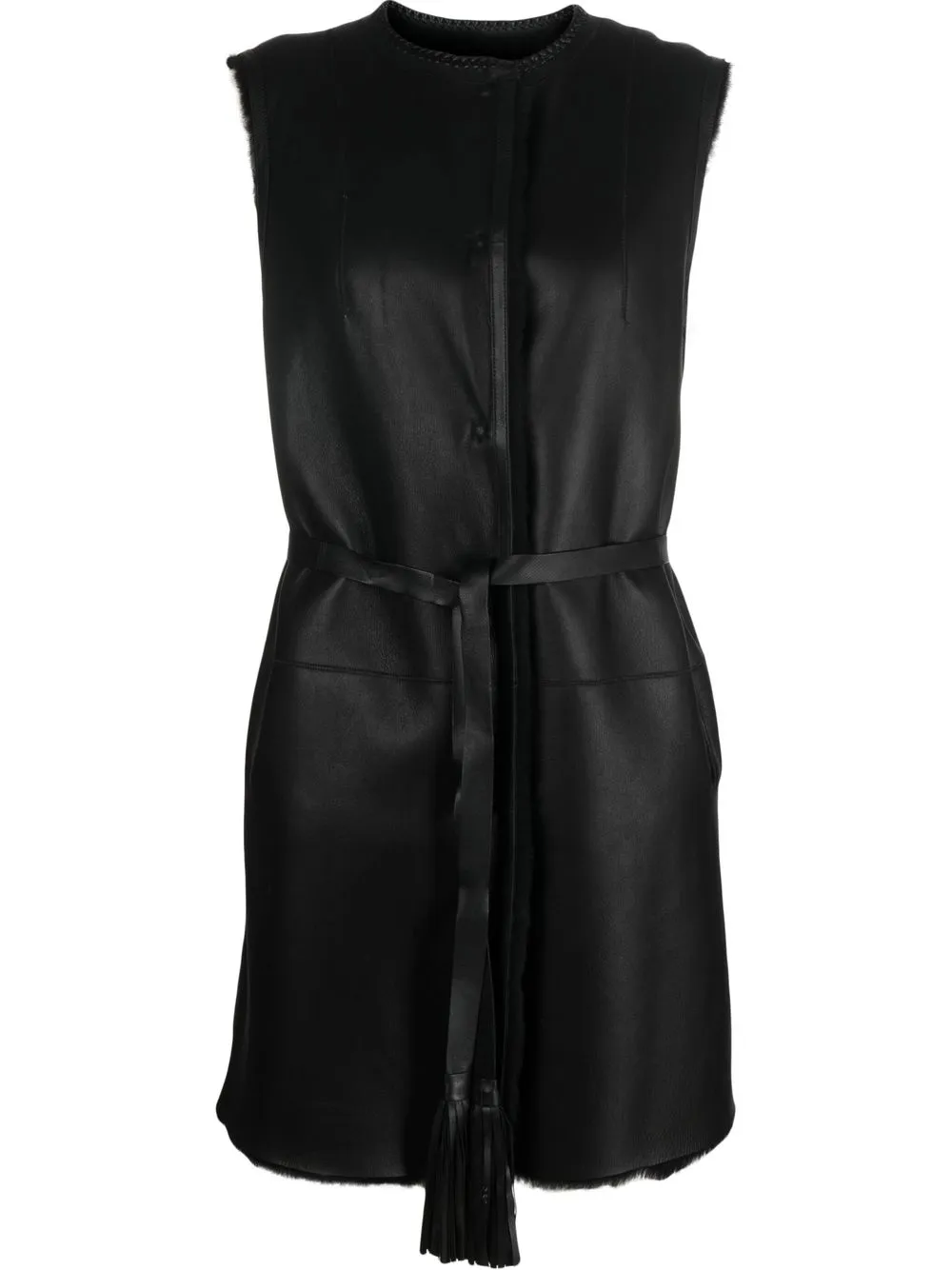 

Desa 1972 reversible belted shearling vest - Black