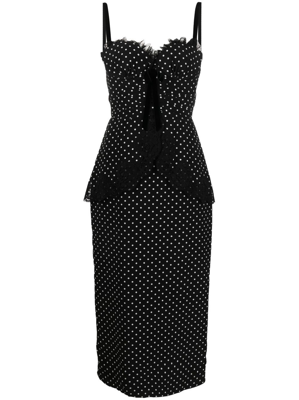 ALESSANDRA RICH POLKA-DOT MIDI DRESS