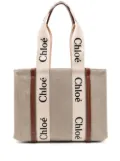 Chloé Woody linen tote bag - Neutrals