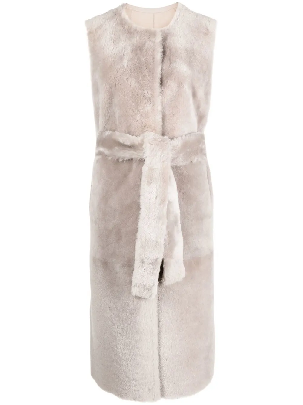 

Arma textured sleeveless belted coat - Neutrals