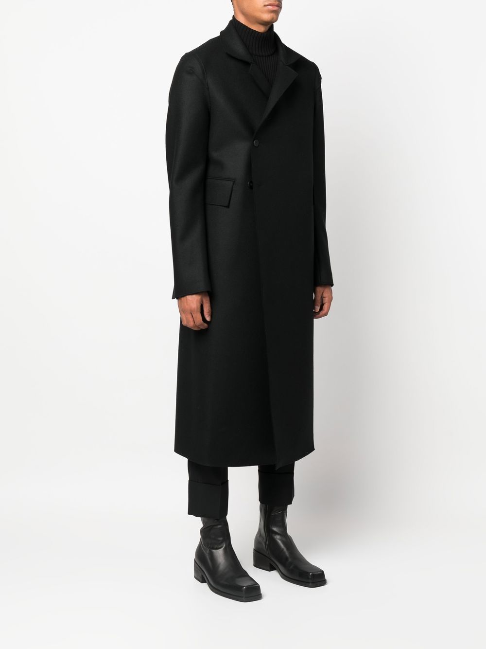 Shop Sapio Button-fastening Wool Coat In Black