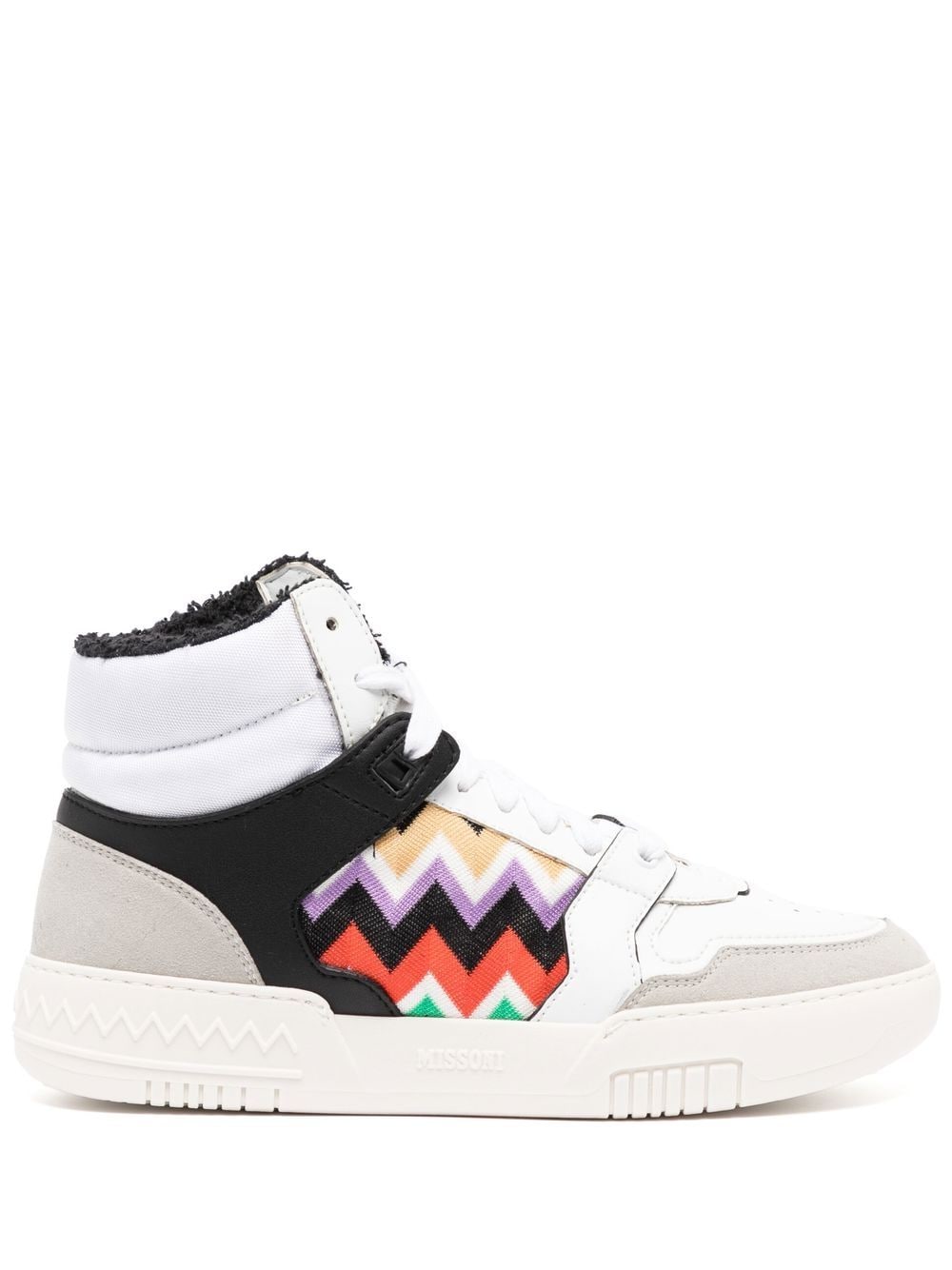 Missoni Zigzag Panelled High-top Sneakers In White