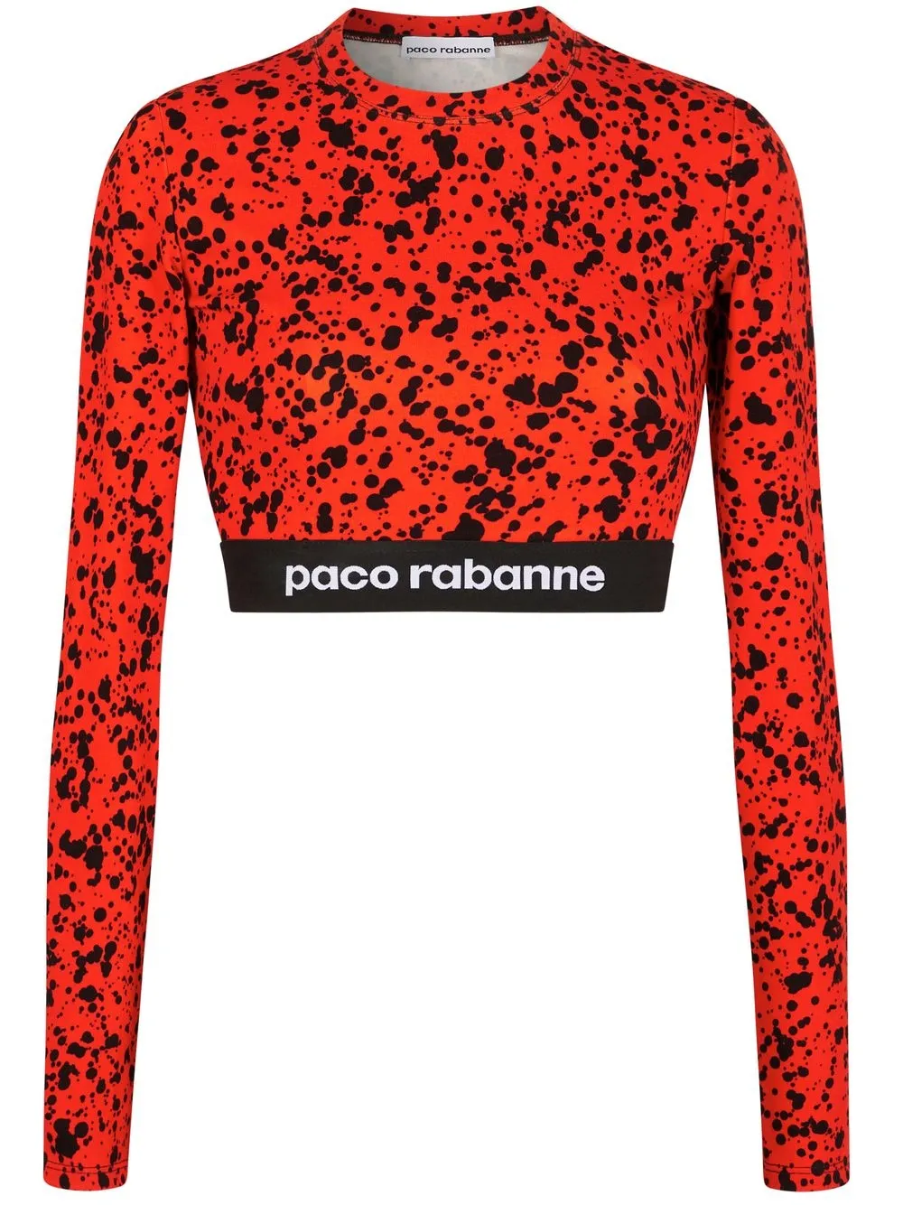 Paco Rabanne Sports Long-sleeve Cropped Top In Red