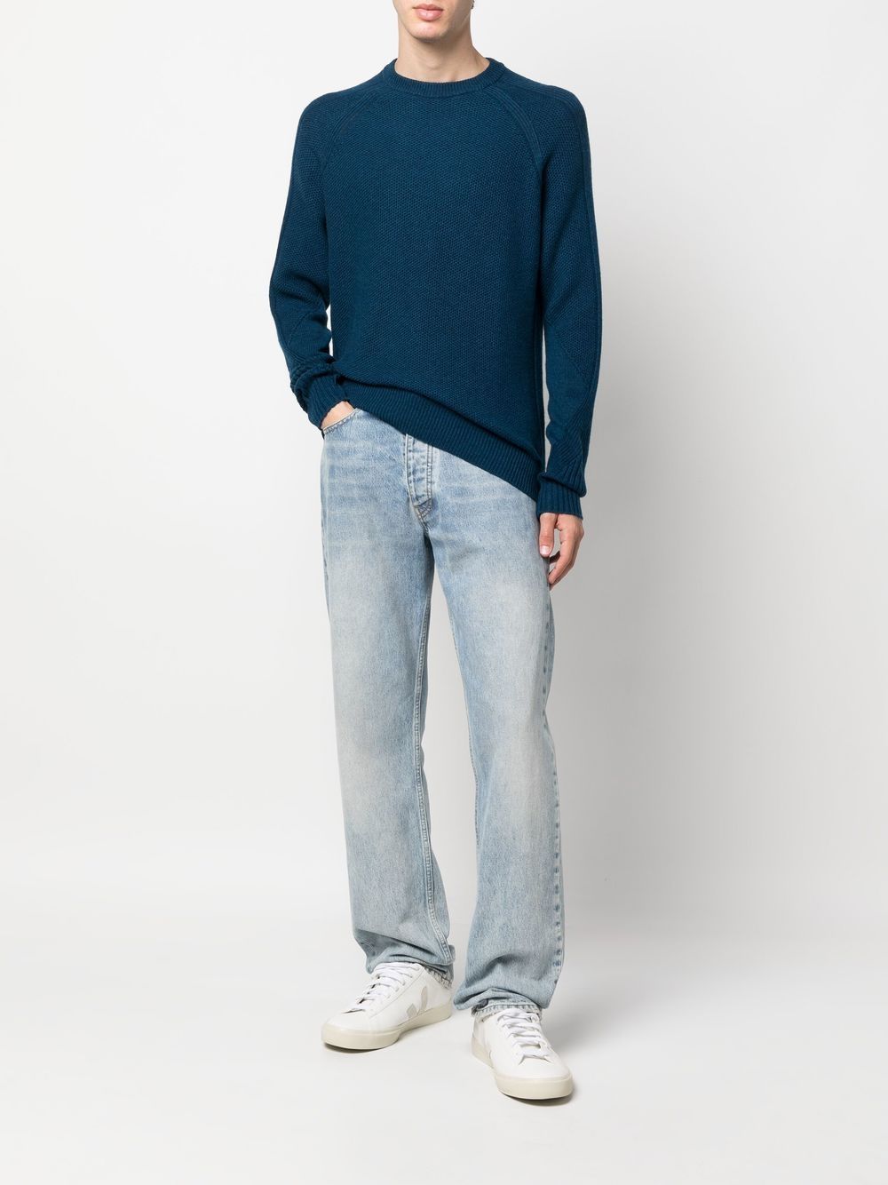 Shop Michael Kors Knitted Crew-neck Jumper In Blue