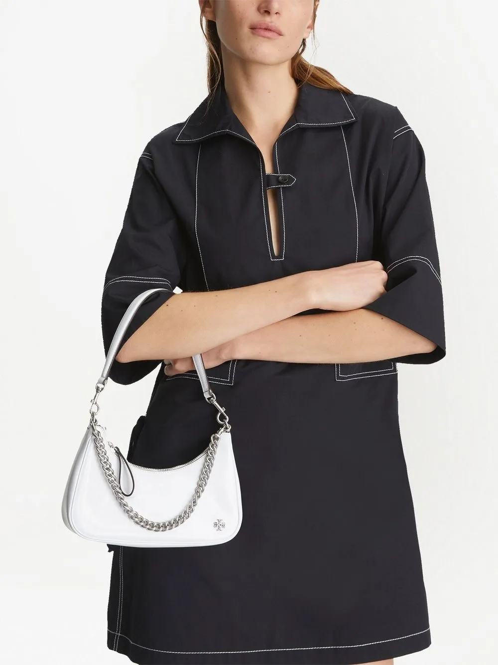 Tory Burch Schoudertas met logoplakkaat - Wit