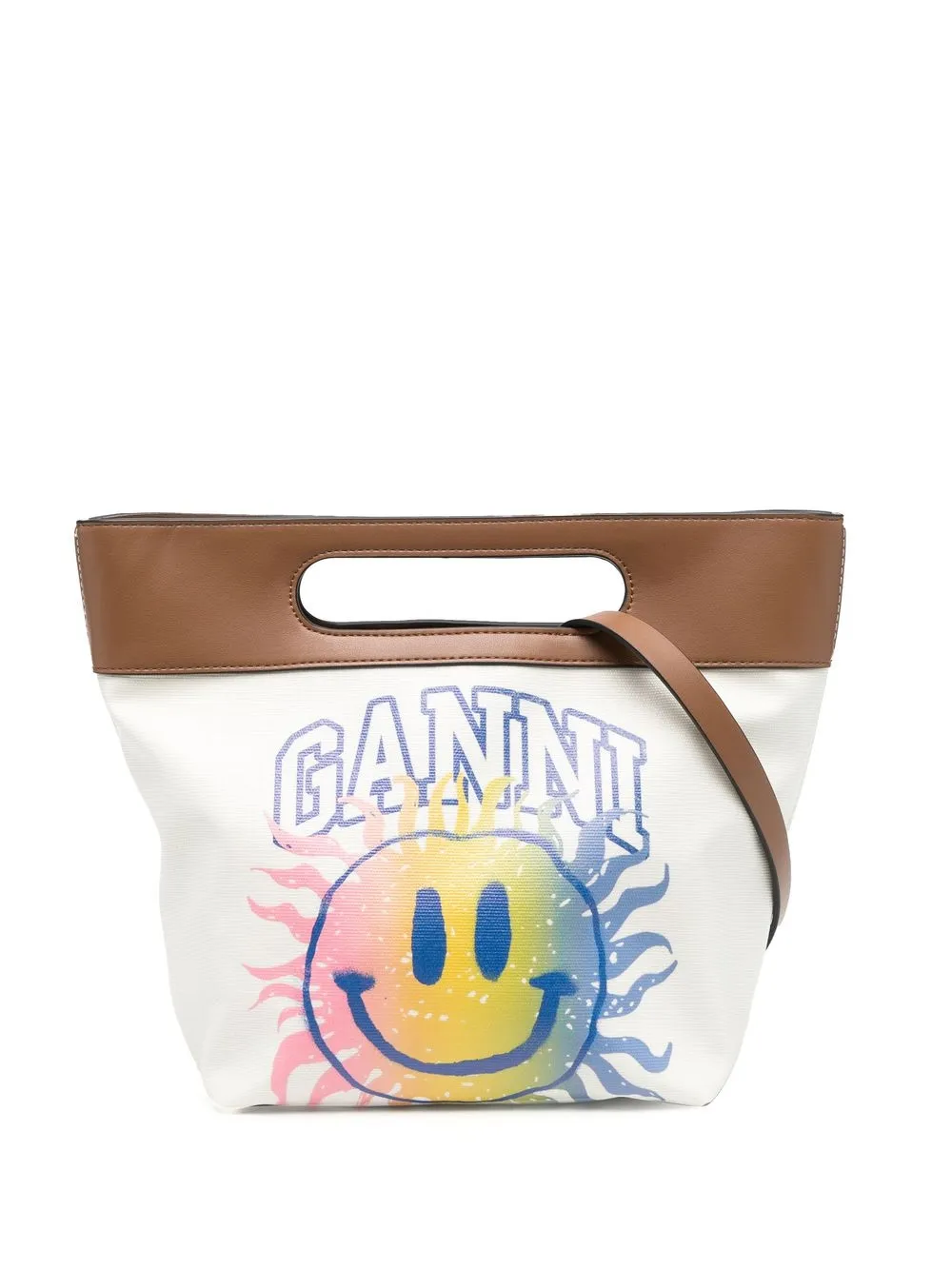 

GANNI tote con estampado gráfico - Marrón