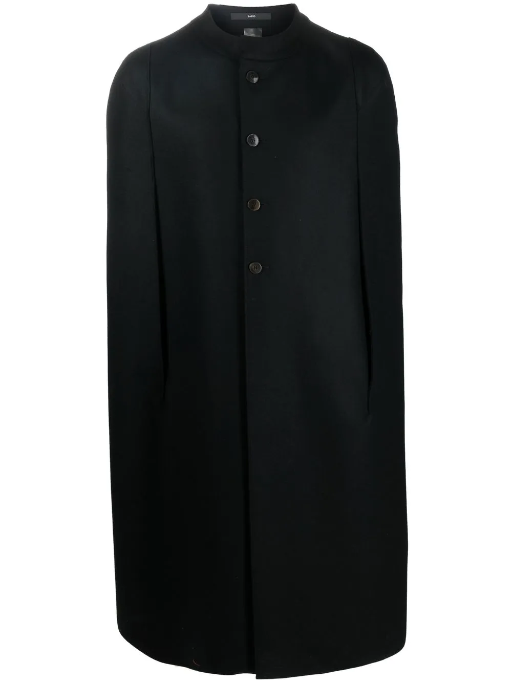 

SAPIO single-breasted wool cape - Black