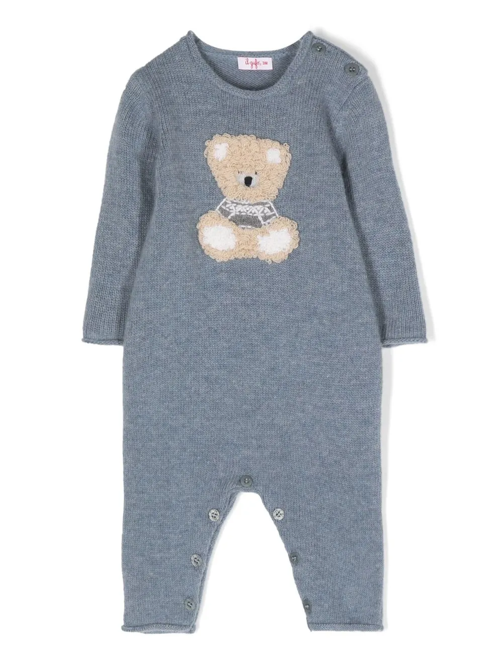 

Il Gufo patch-detail long-sleeved romper - Blue