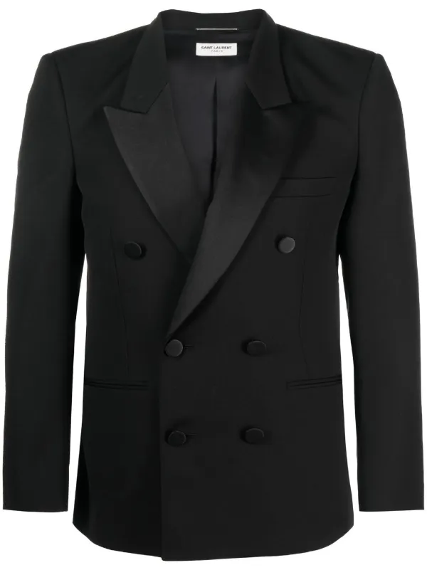 Saint Laurent テーラード ダブルジャケット | ブラック Saint Laurent テーラード ダブルジャケット | ブラック