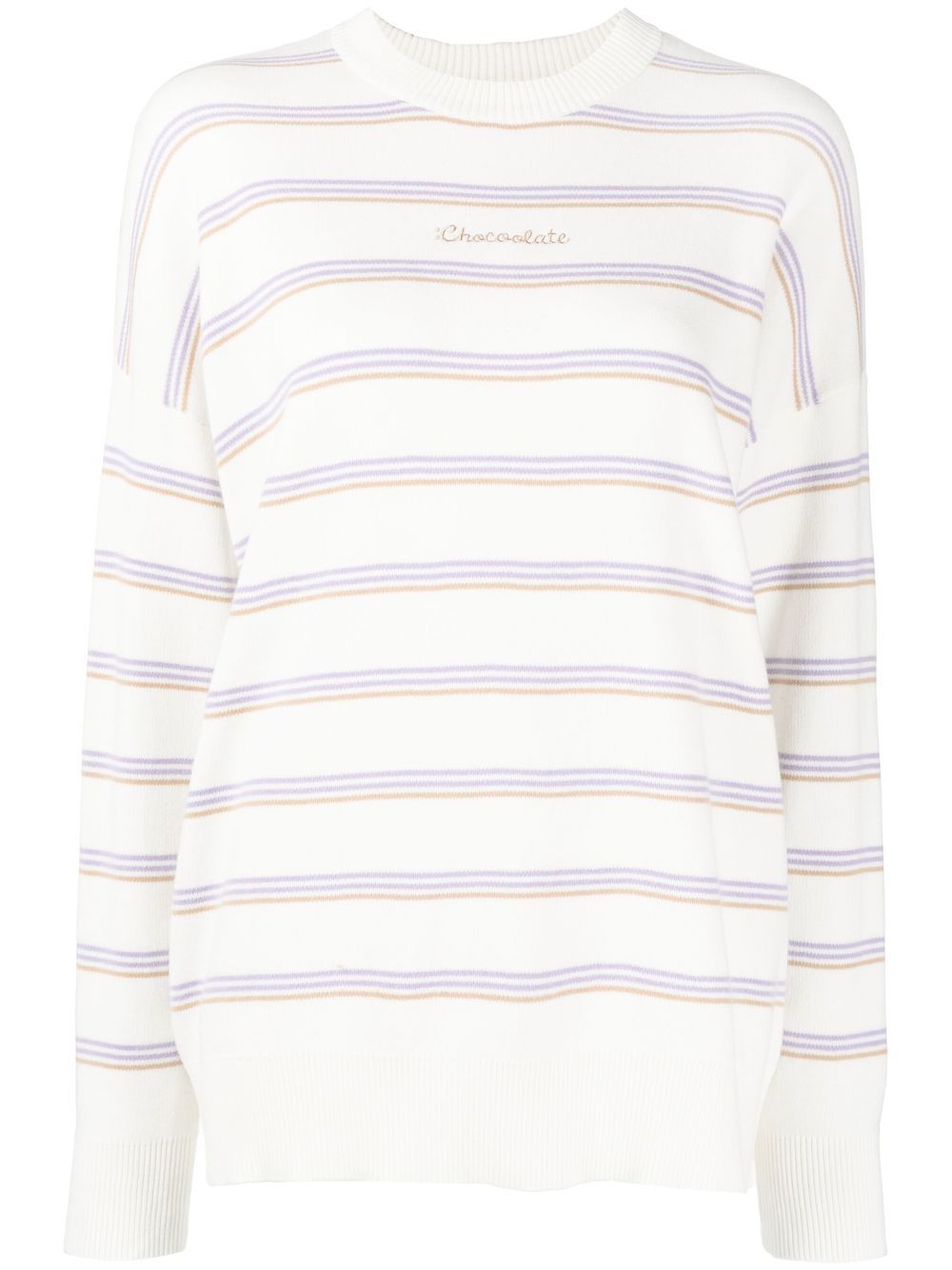 Chocoolate Striped Crew-neck Jumper In Weiss