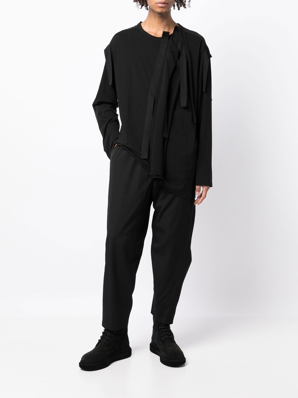 Yohji Yamamoto Broek met toelopende pijpen - Zwart