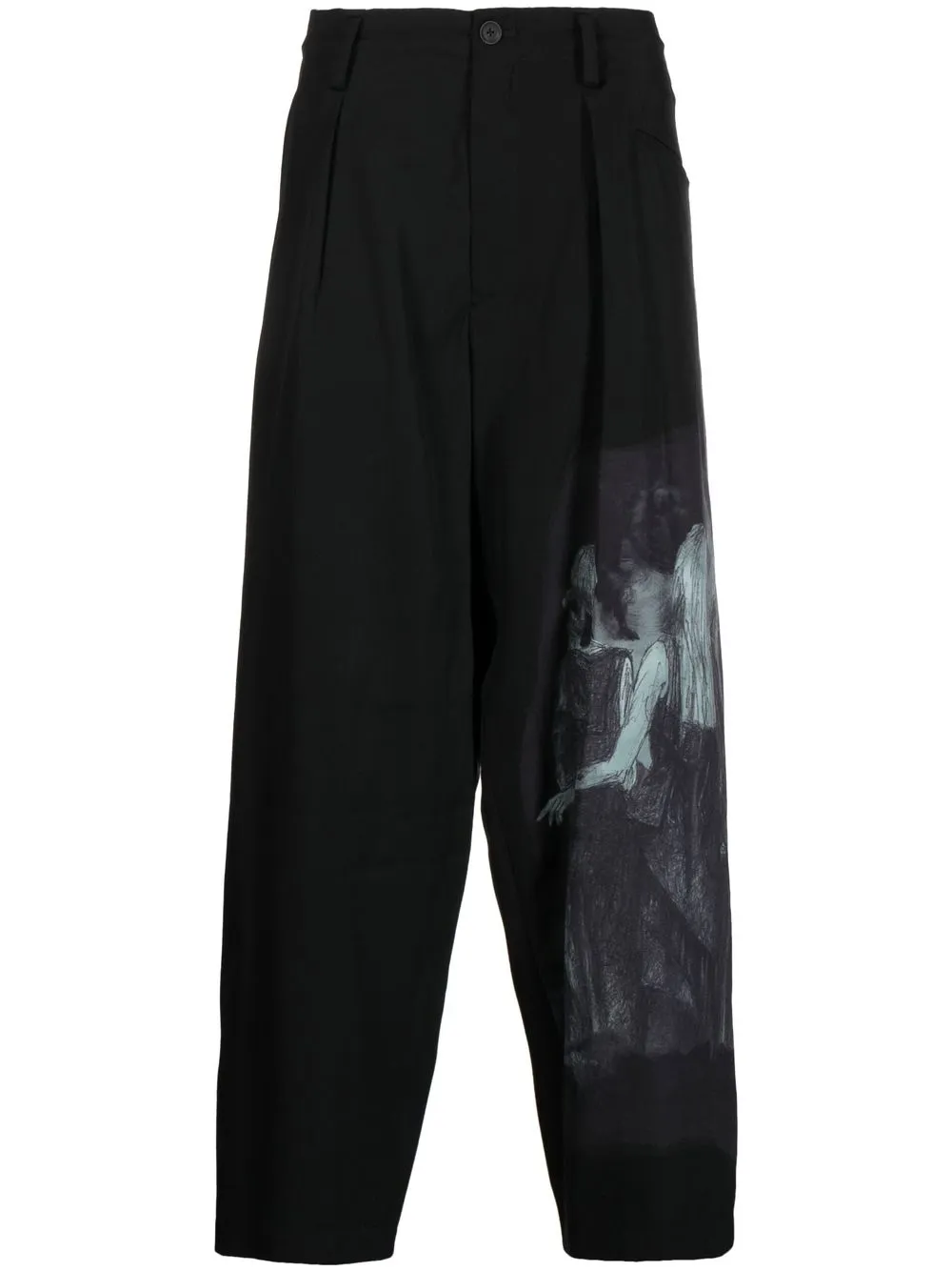 

Yohji Yamamoto pantalones con ilustración estampada - Negro