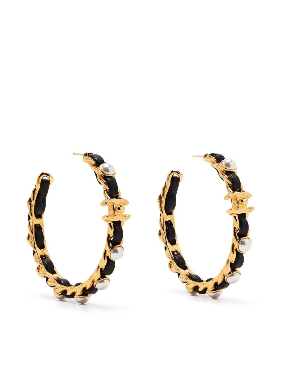 Chanel Pre-Owned gold-plated Pearl Hoop Earrings - Farfetch