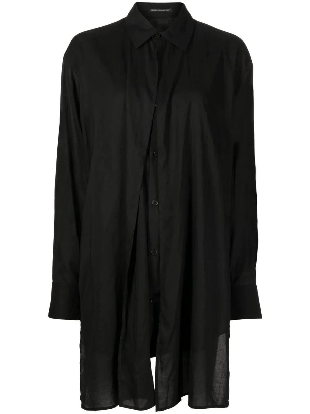 

Yohji Yamamoto camisa asimétrica de manga larga - Negro