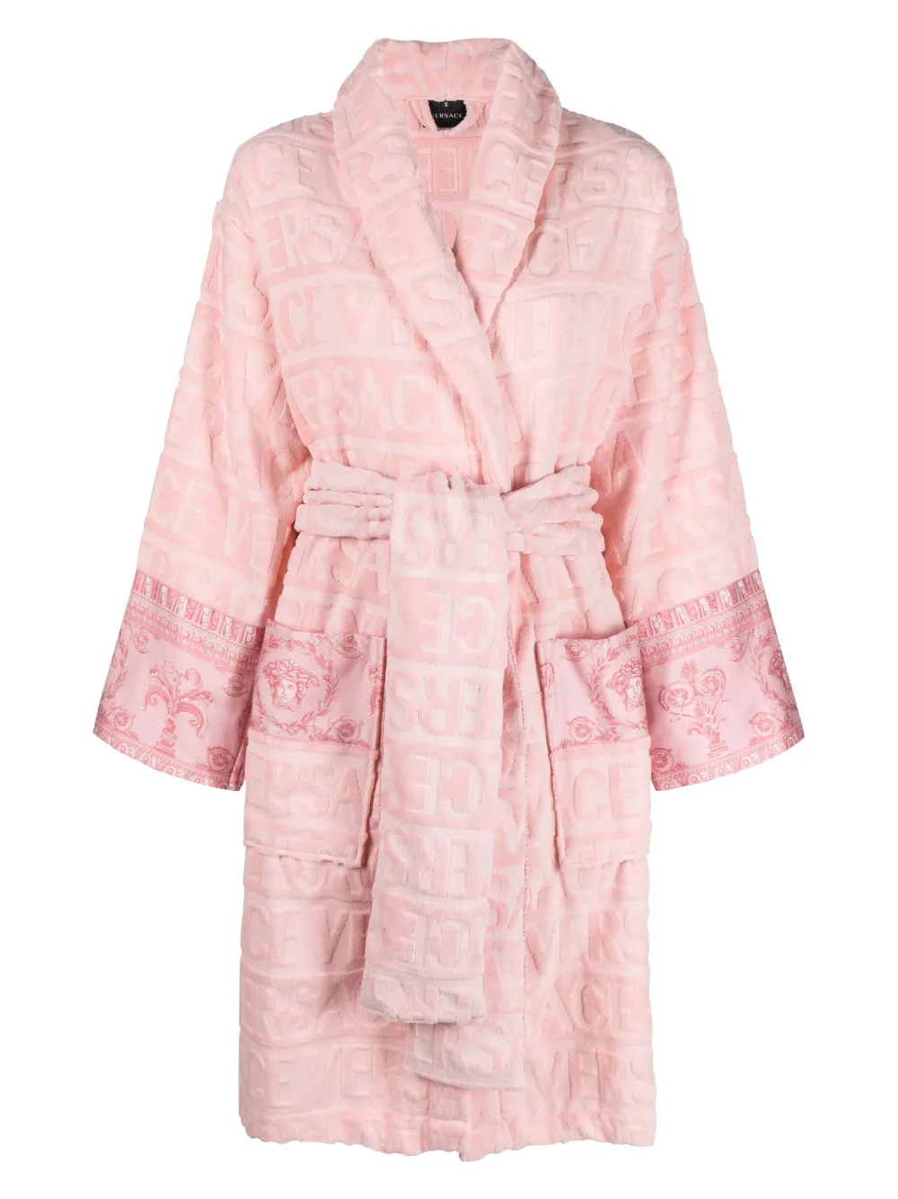 

Versace Baroque-trim bathrobe - Pink