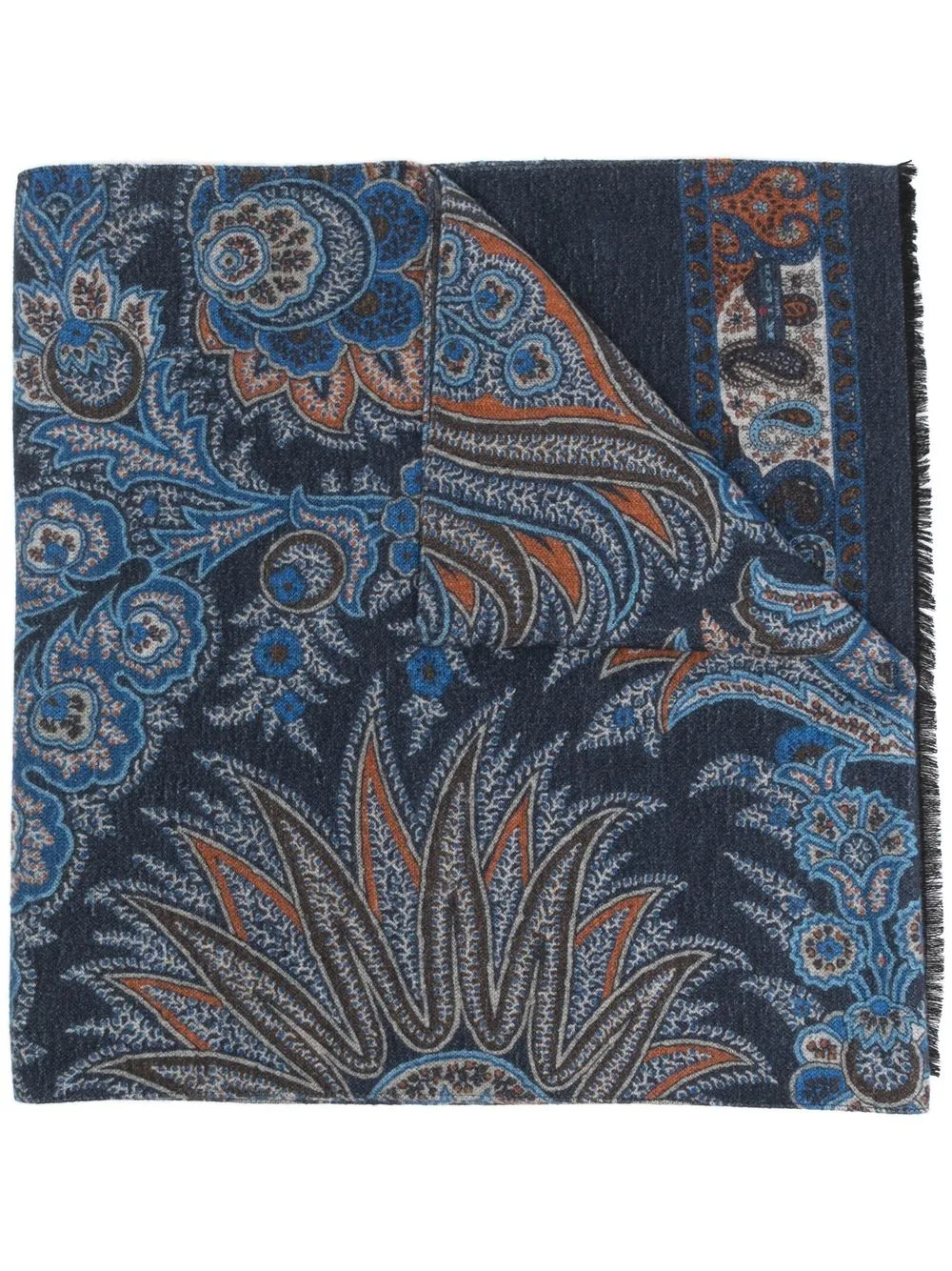 

Kiton floral-jacquard silk scarf - Blue