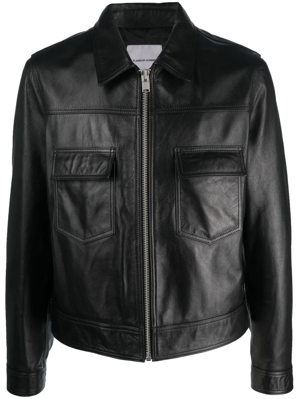 

Flaneur Homme collared leather jacket - Black