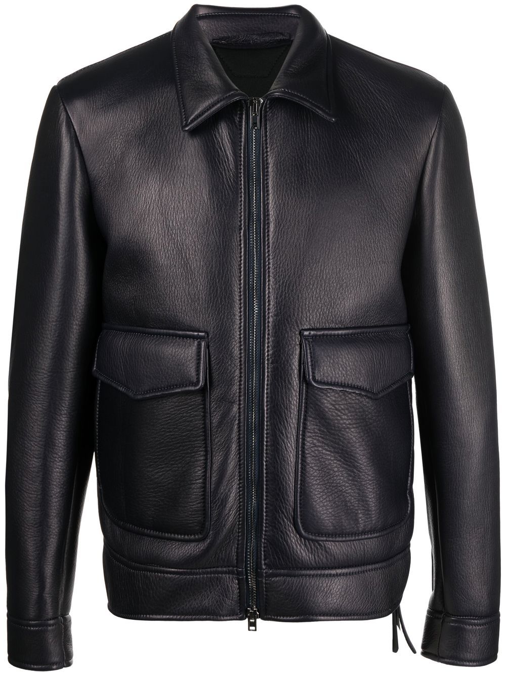 Salvatore Santoro zipped leather jacket - Blue