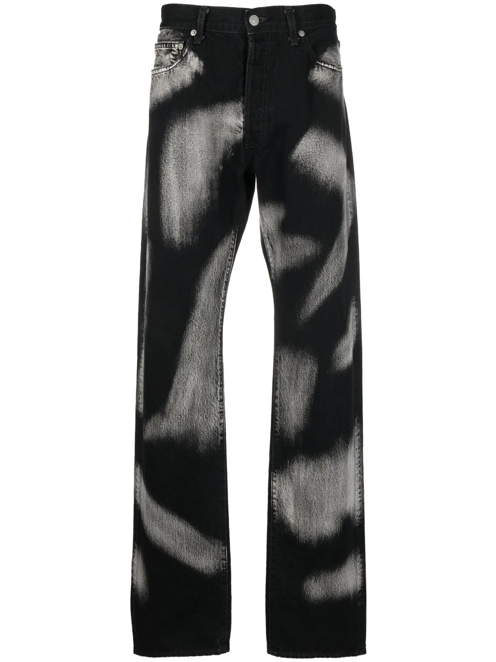 Yohji Yamamoto Abstract Print Jeans In Black