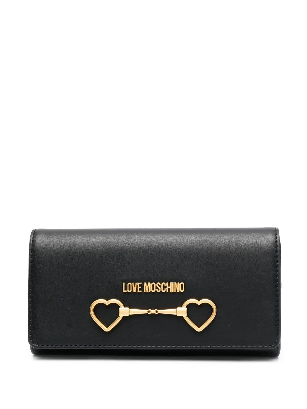 

Love Moschino cartera continental con placa del logo - Negro