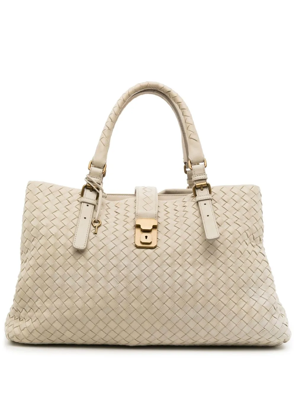 

Bottega Veneta Pre-Owned bolsa de mano Roma de tejido Intrecciato - Blanco