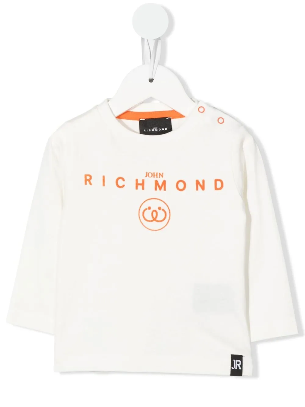 

John Richmond Junior playera manga larga con logo estampado - Blanco