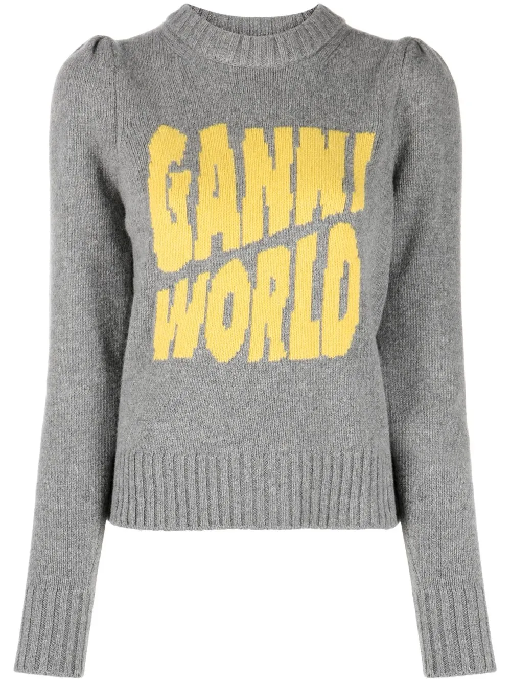 

GANNI knitted intarsia-logo jumper - Grey