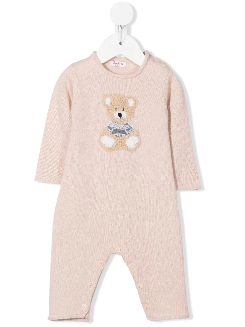 Il Gufo Babies' Teddy Bear Motif Bodysuit In Pink