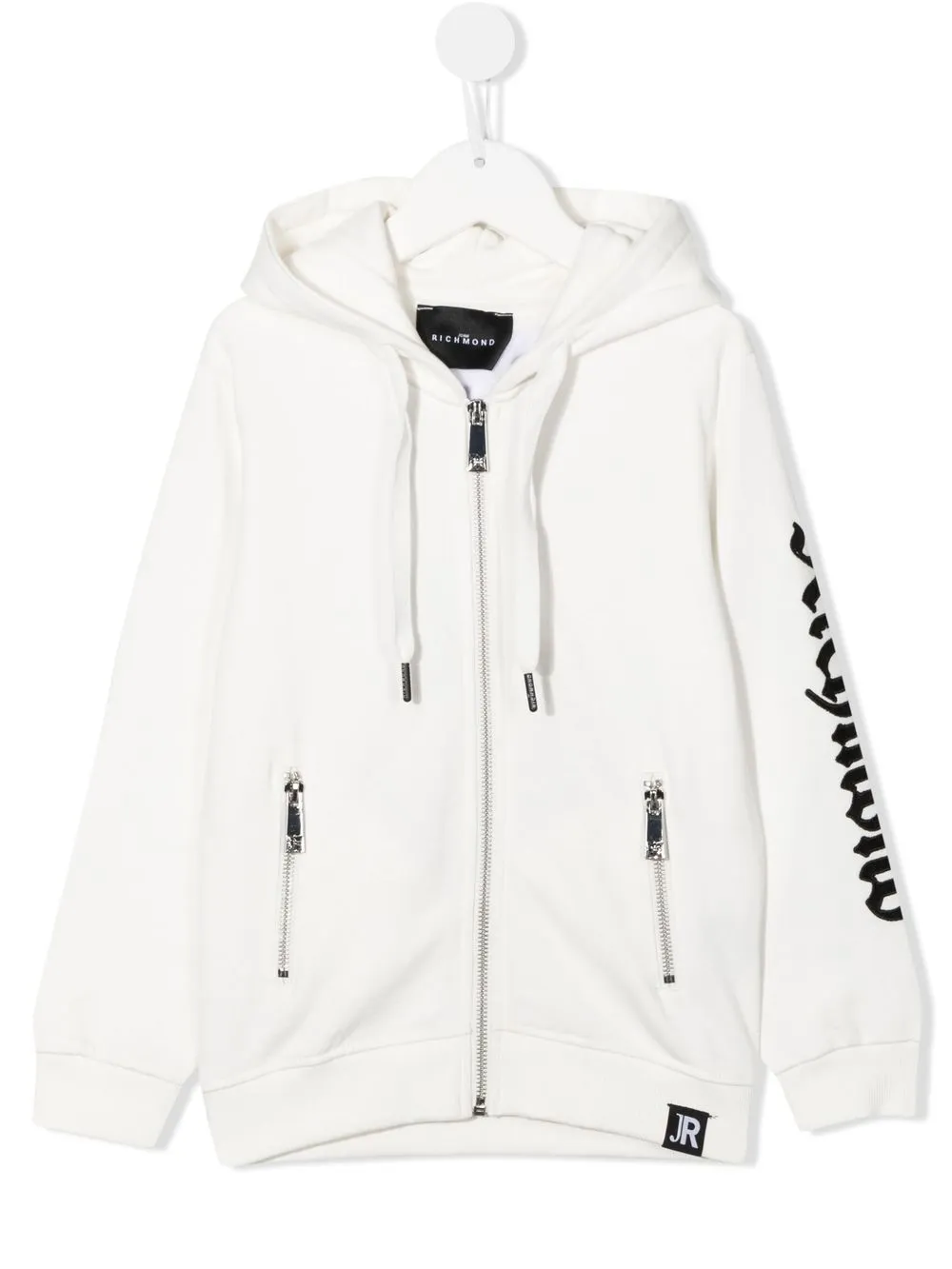 

John Richmond Junior hoodie con cierre y logo estampado - Blanco