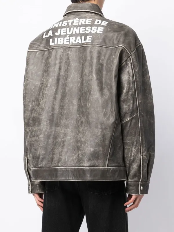 Off-White logo-print Biker Jacket - Farfetch