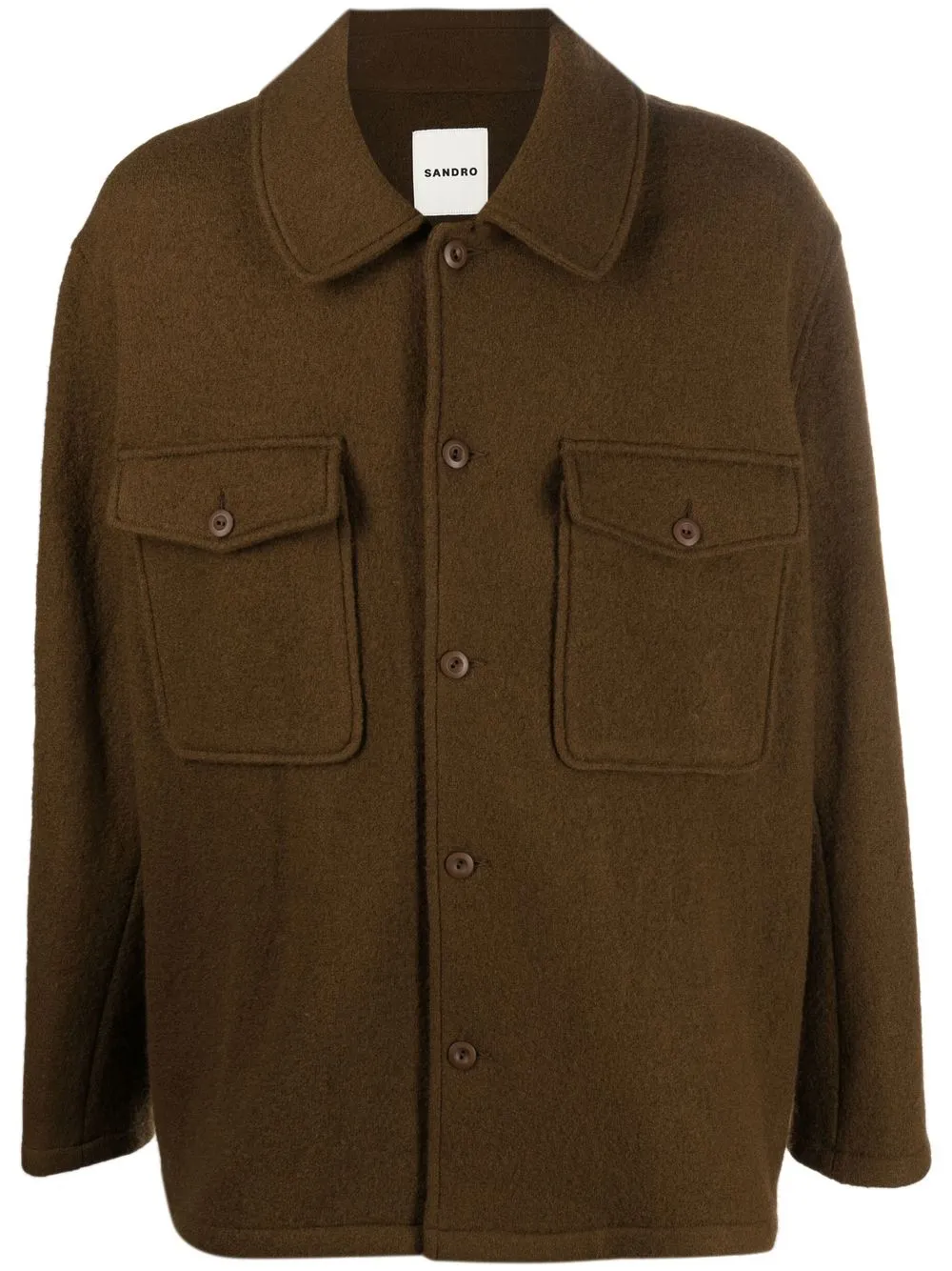 

SANDRO long-sleeved wool shirt - Brown