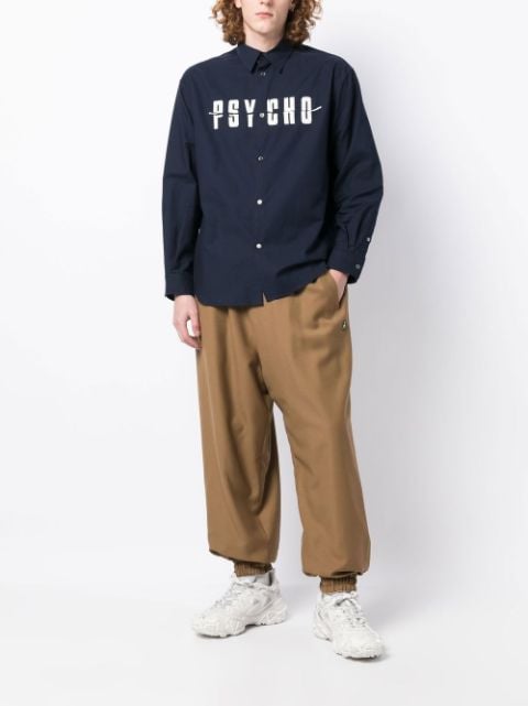 Psycho-print long-sleeved shirt