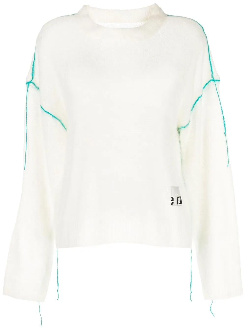 

izzue sheer-knit contrast-stitch jumper - White