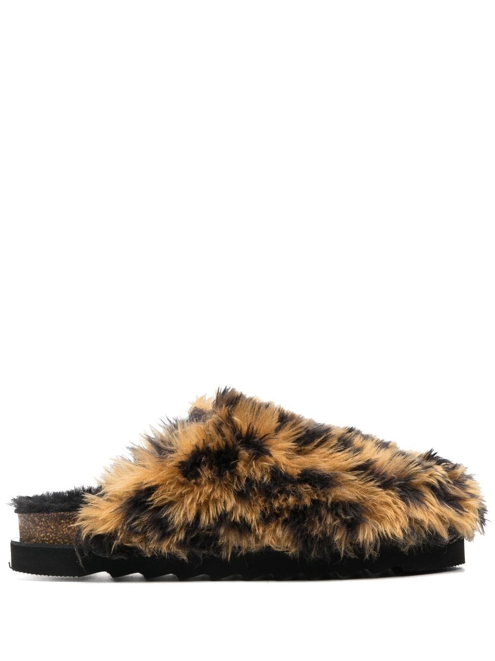 leopard-pattern textured slippers