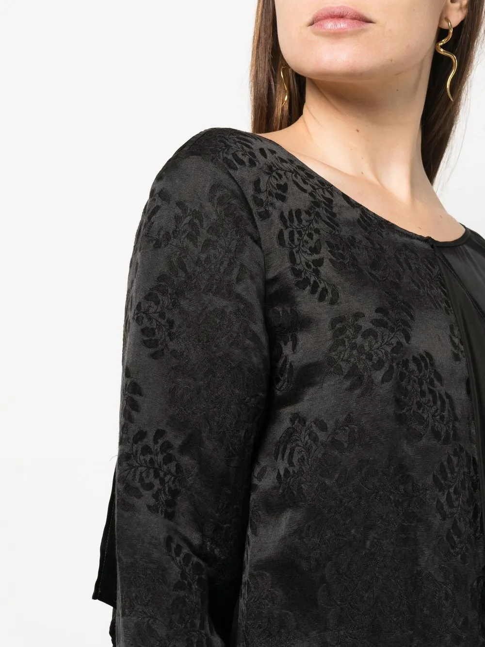 Uma Wang Floral-embellished Draped Midi Dress In Schwarz