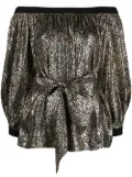 Saint Laurent Pre-Owned 1980s metallic tie-waist blouse - Gold
