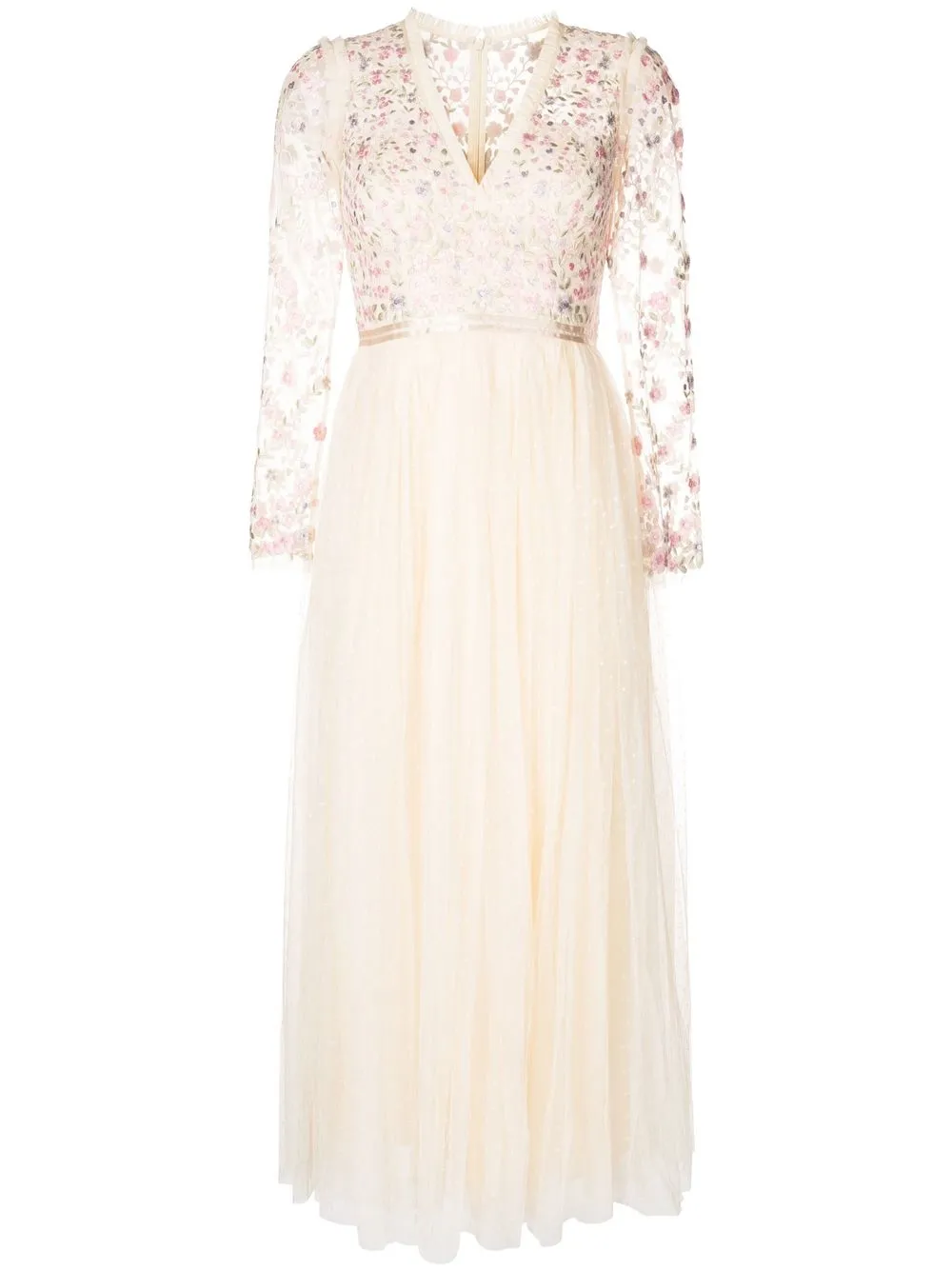 

Needle & Thread floral-embroidered tulle dress - Neutrals