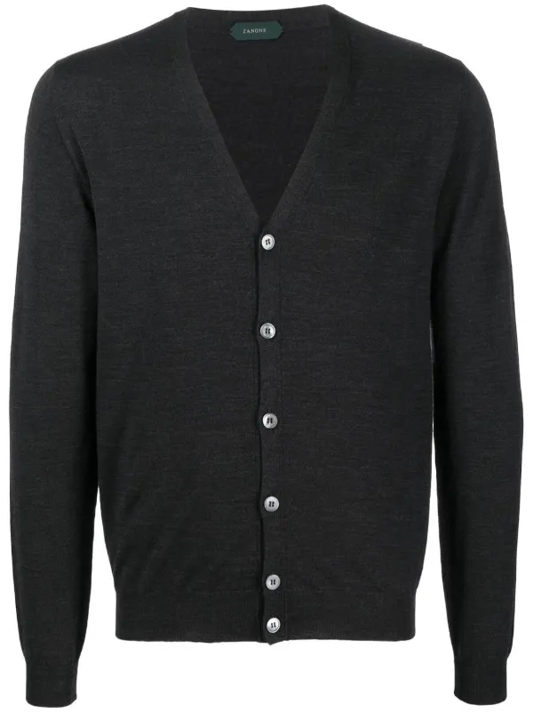 Mens black best sale knitted cardigan