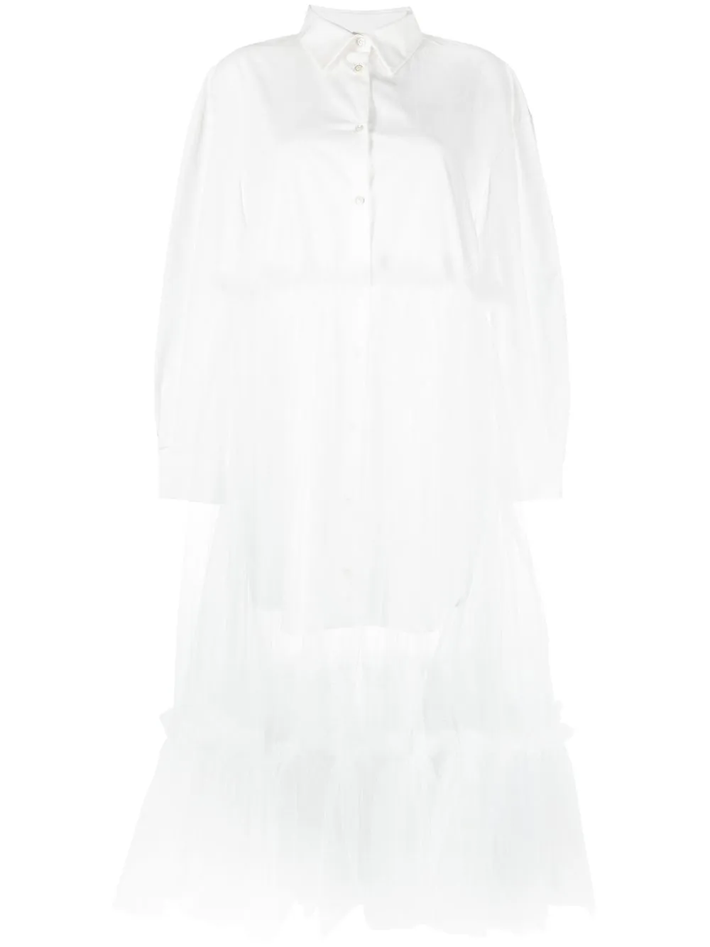 

Act N°1 vestido camisero con falda de tul - Blanco