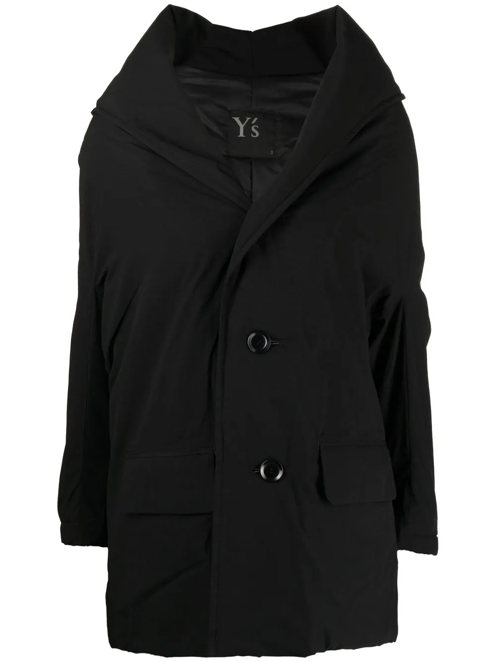 

Y's embroidered-logo hooded jacket - Black