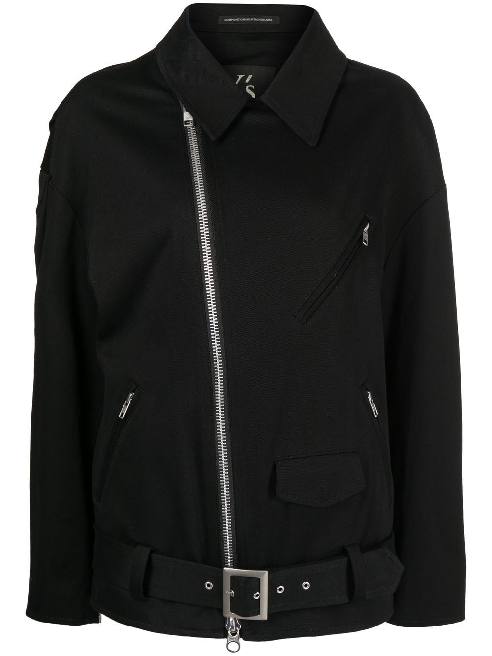 Y's zipped-pockets zip-up jacket - Black