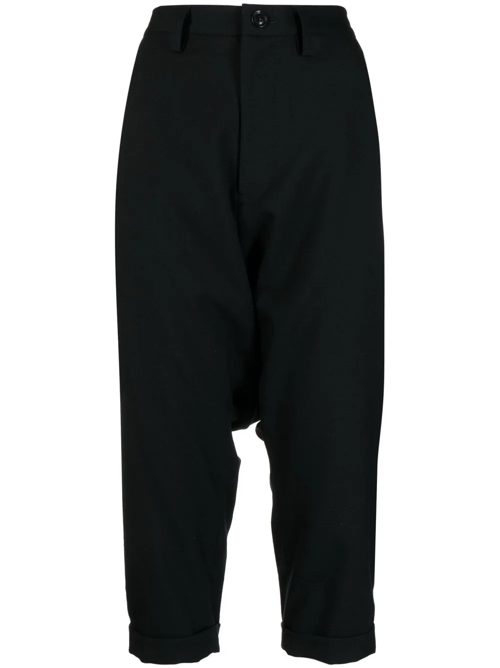 

Y's drop-crotch cropped tailored trousers - Black