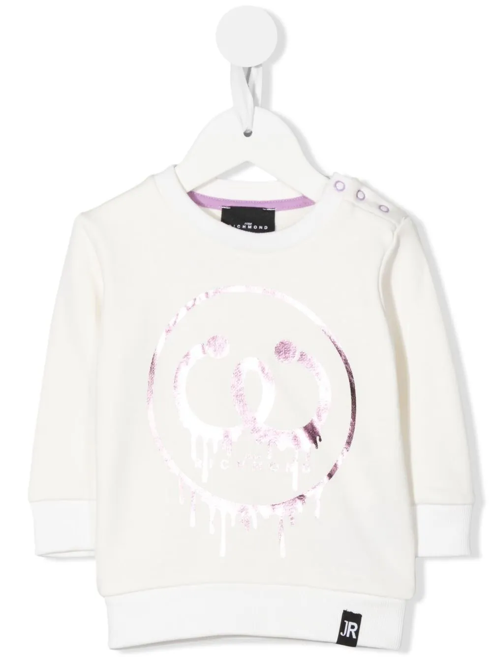 

John Richmond Junior sudadera con logo metalizado - Blanco