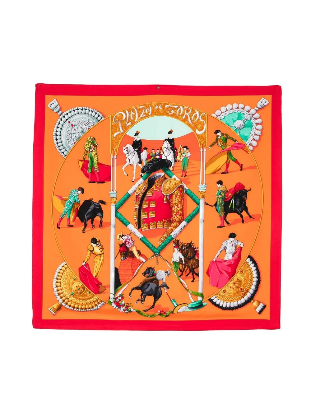 

Hermès mascada de seda Plaza de Toros pre-owned - Naranja