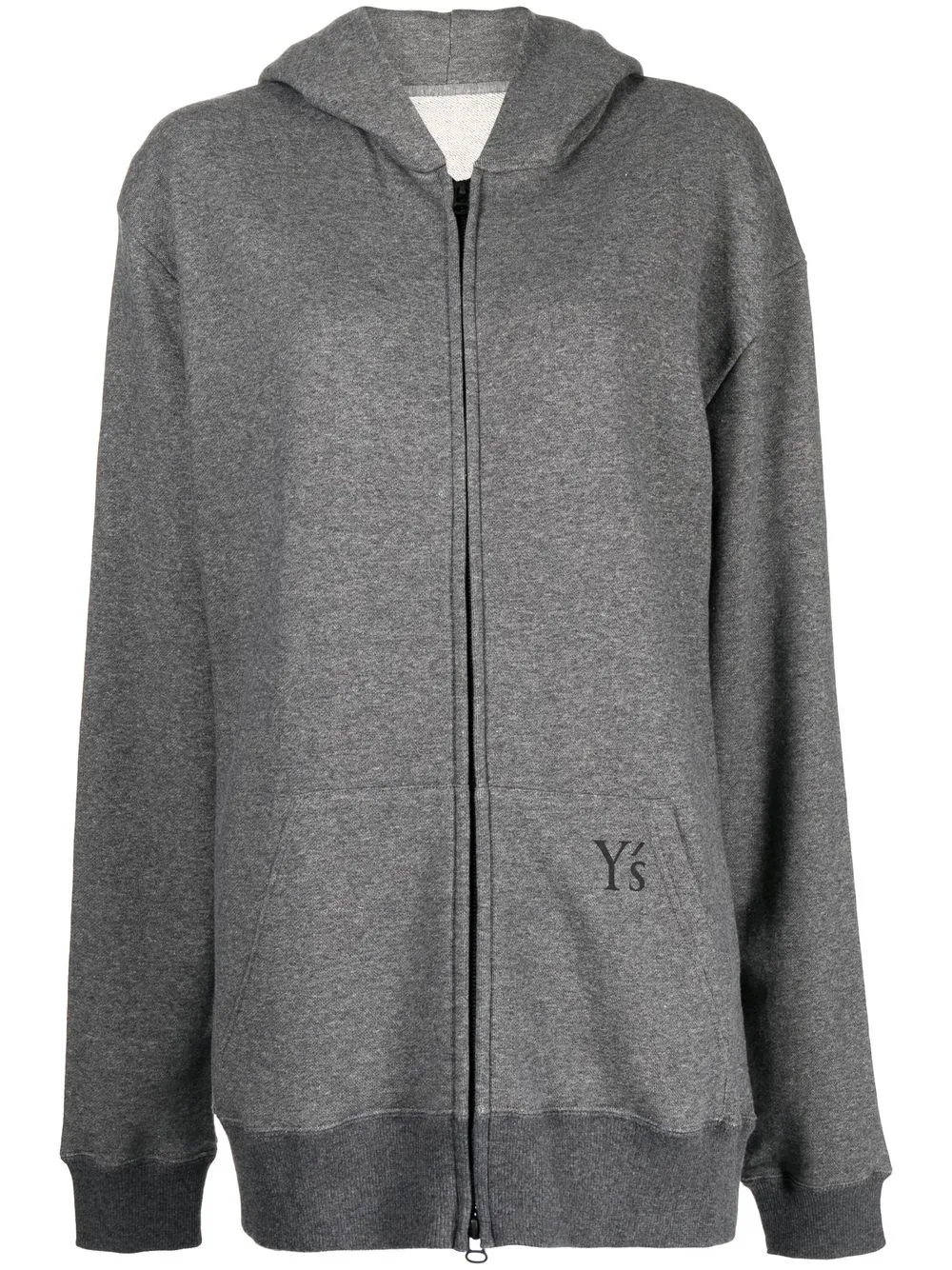 

Y's logo-print zip-up hoodie - Grey