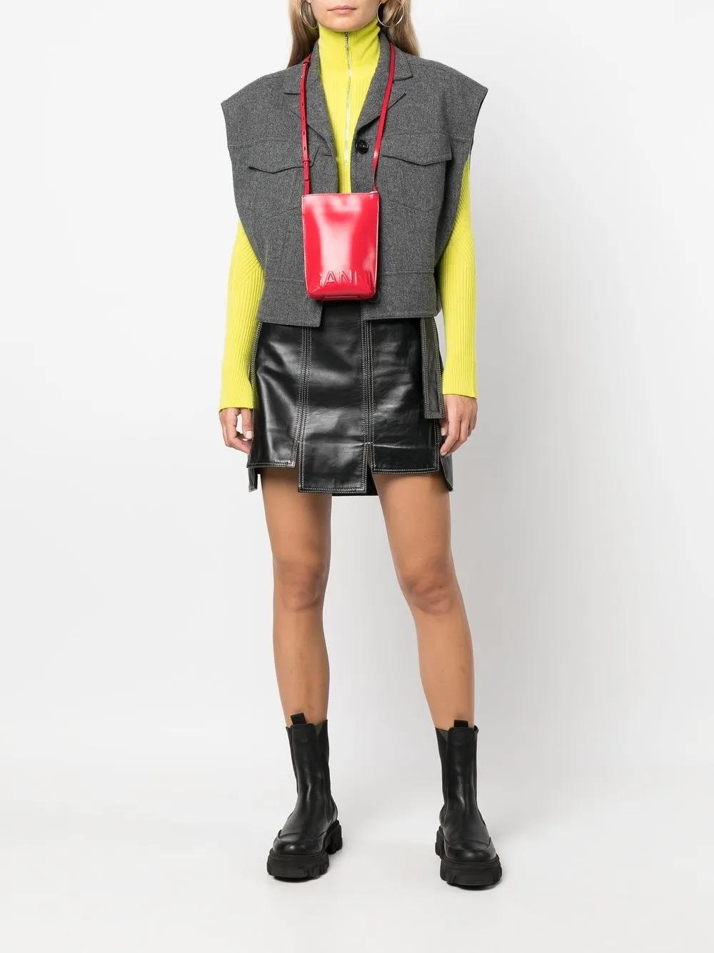Image 2 of GANNI debossed-logo shoulder bag
