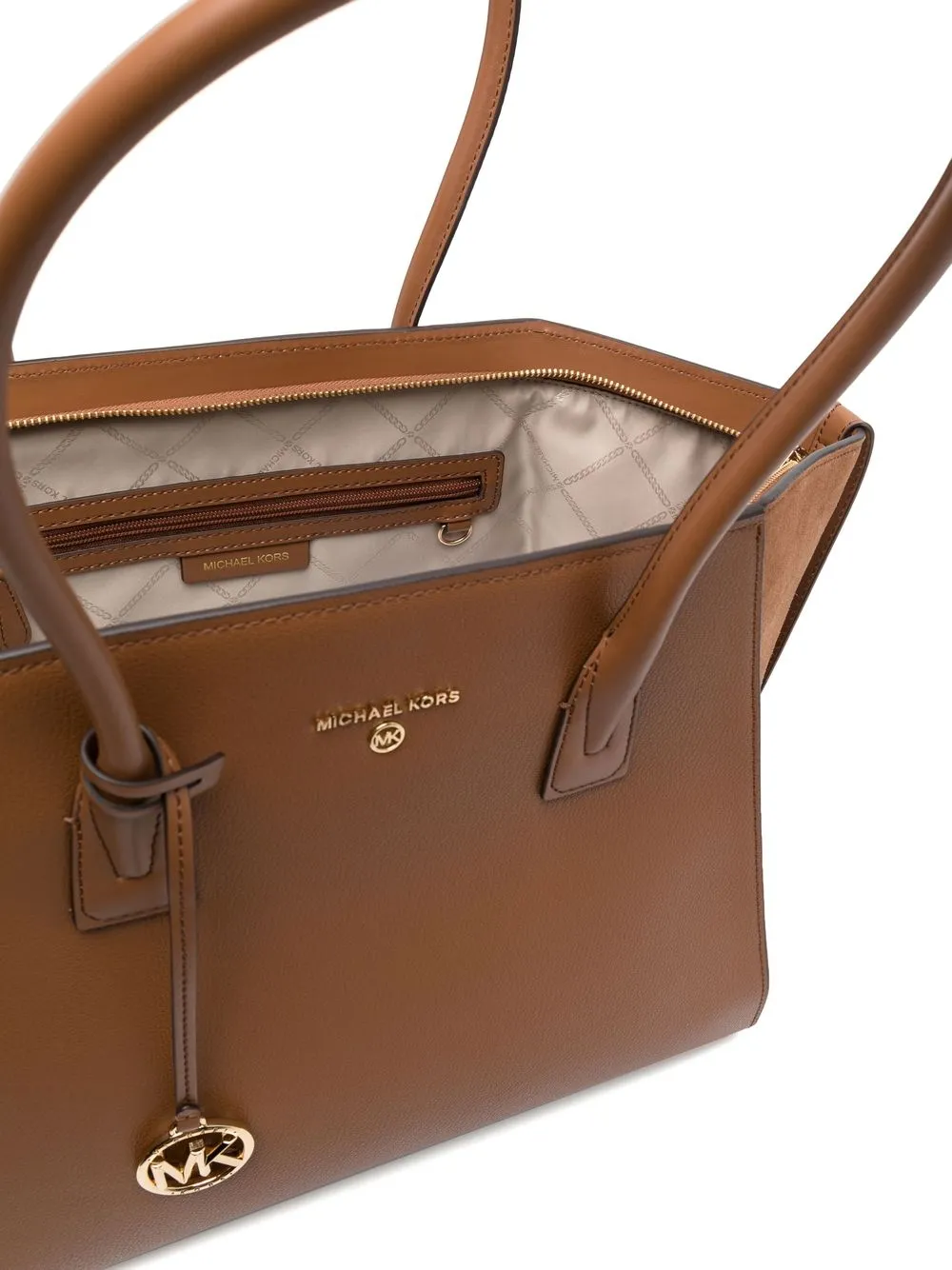 Michael Michael Kors Logo-plaque Leather Tote Bag In Brown