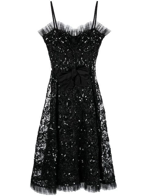 Yves Saint Laurent Pre-Owned 1980s sequinned lace flared dress