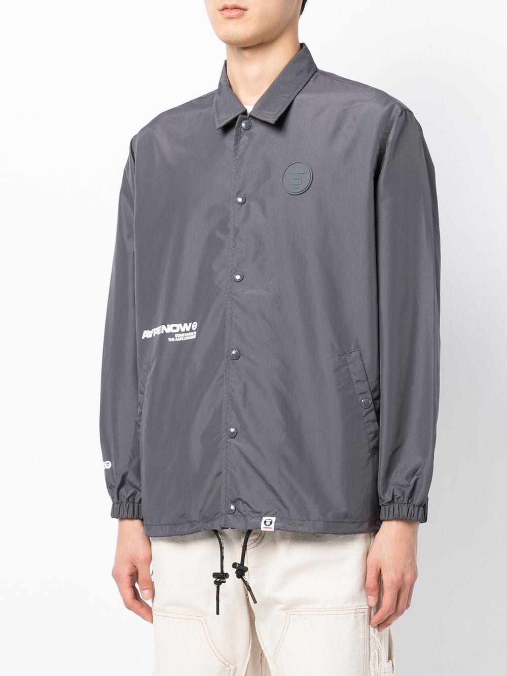 Shop Aape By A Bathing Ape Logo-print Shirt Jacket In Grau